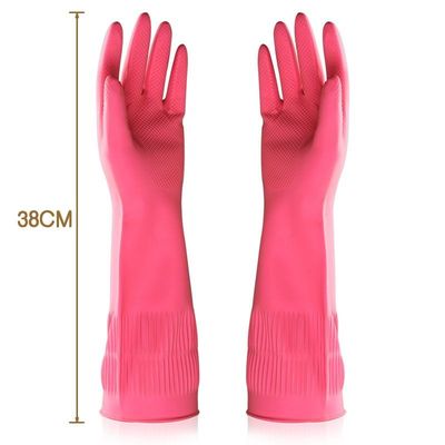 Waterdichte Latex Vrije Dishwashing Handschoenen 38CM Troep Gevoerde Huishoudenhandschoenen