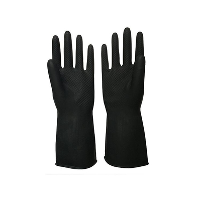Waterdichte Zwarte Industriële Rubberhandschoenen 32 Cm die Unflocked Chemische Bestand voeren