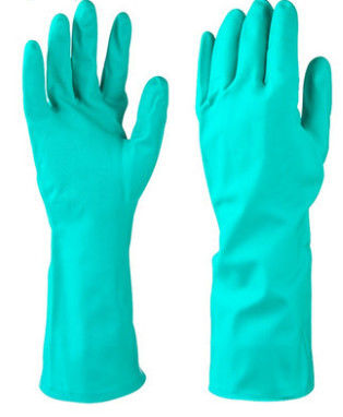 18 Mil Green Nitrile Glove Oil de Weerstand Bijeengekomen Handschoen van het Voerings Chemische Nitril
