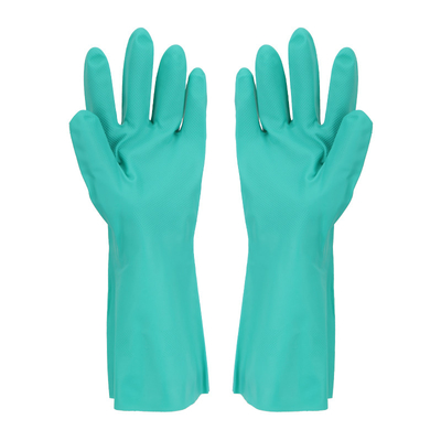 Groene het Nitrilhandschoen Bijeengekomen Voering van het keukengebruik