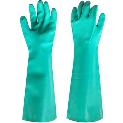 45Cm Nitril van 22 het Oplosbare de Weerstands Groene Handschoenen van Mil Nitrile Gloves Acid Resistance