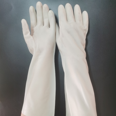 Witte Nitrildishwashing Gloves 38cm Huishouden Unflocked die Buitengewoon lang Manchet voeren