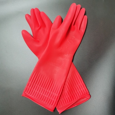 Schoonmakende het Latexhandschoenen van de Unflockedvoering 38CM Natuurlijke Handschoenen van het Latex Buitengewoon lange Manchet