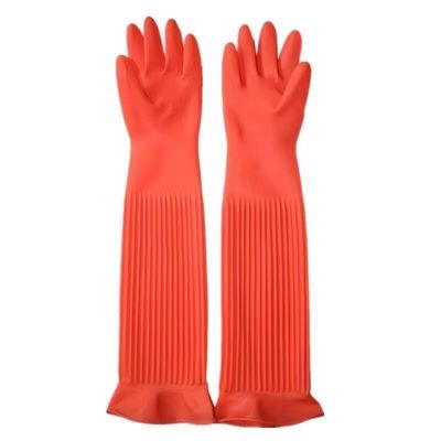 55CM de Troep Gevoerde Handschoenen van het het Werklatex van Huishoudenhandschoenen 195G/Pair Buitengewoon lange
