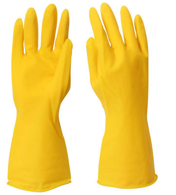 Bijeengekomen Voerende Huis Schoonmakende Handschoenen 32CM Latex Gele Handschoenen