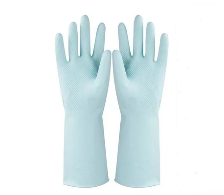 De bijeengekomen Voerende Blauwe Handschoen van het het Huishouden Natuurlijke Latex van Morandi van de Latexhandschoen