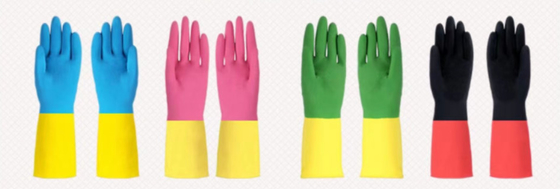 De tweekleurige Chemische Bestand van de de Tuinschotel van Latexhandschoenen van het de Waslatex Chemische Handschoenen