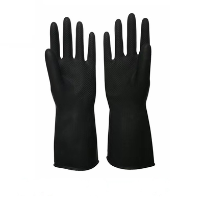 32CM Zwarte Industriële Rubberhandschoenen Unflocked die Alkaliweerstand voeren