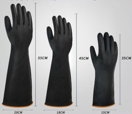 Industriële Zwarte Latexhandschoenen Unflocked die 60CM Buitengewoon lange Manchethandschoenen voeren