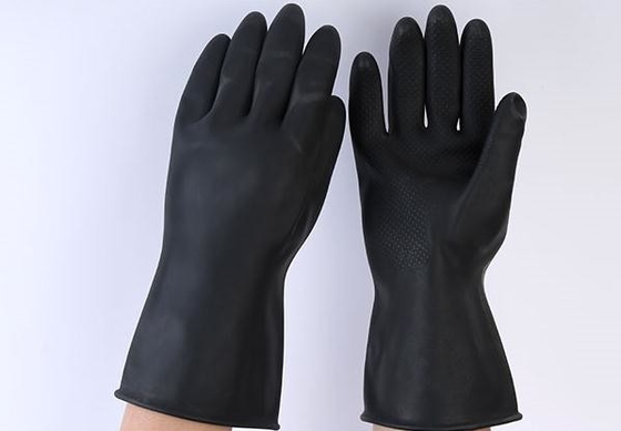 31Cm Industriële Schoonmakende Handschoenen Unflocked die Zwarte Rubber Op zwaar werk berekende Handschoenen voeren