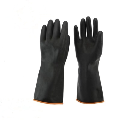 Dik makend Zwarte Industriële Rubberhandschoenen 35Cm Gevoerde Rubberhandschoenen van Unflocked Troep