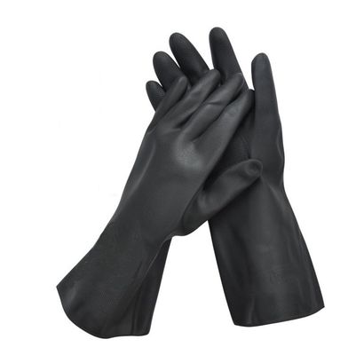 De alkali Chemische Handschoenen van het Weerstandsneopreen 330mm Troep Gevoerde Zwarte Neopreenhandschoenen