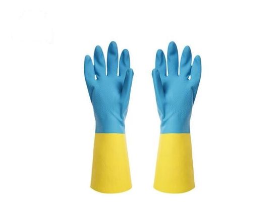 Tweekleurige Industriële Hittebestendige Troep Gevoerde het Latexhandschoenen van Neopreen Chemische Handschoenen