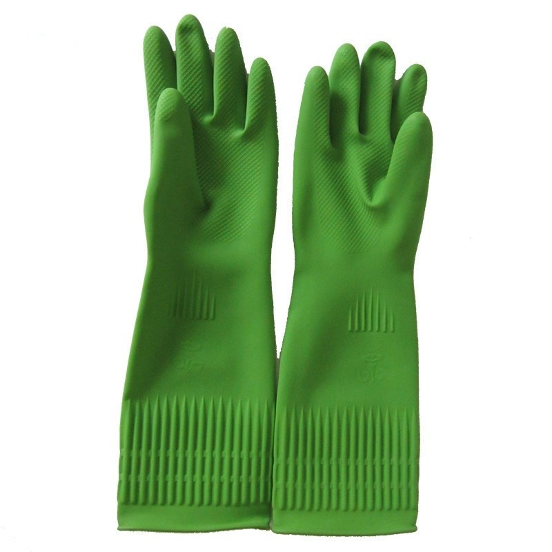 15 inch katoenen vlokken bekleding latex huishoudelijke handschoenen in rood roze natuurlijke kleuren met aangepast logo waterdicht