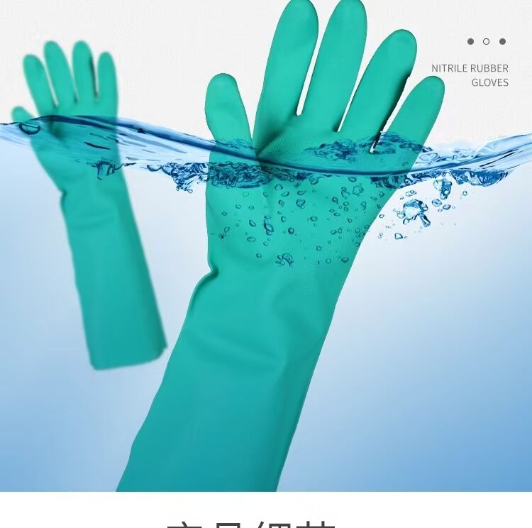 Textuurde vingertoppen Groene nitrilhandschoen 33 cm Lengte 15 tot 18 mil Dikte Zware handschoenen geschikt voor laboratoriumwerk
